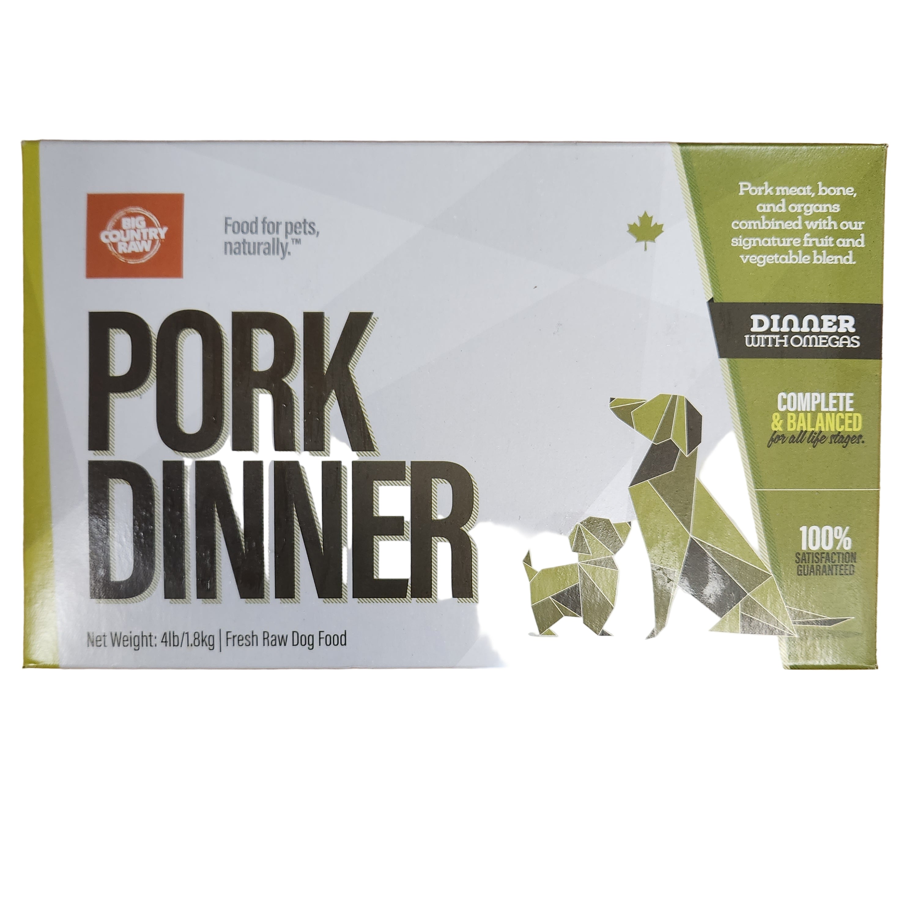 Big Country Raw Frozen Complete Dinner Pork 4lb Box