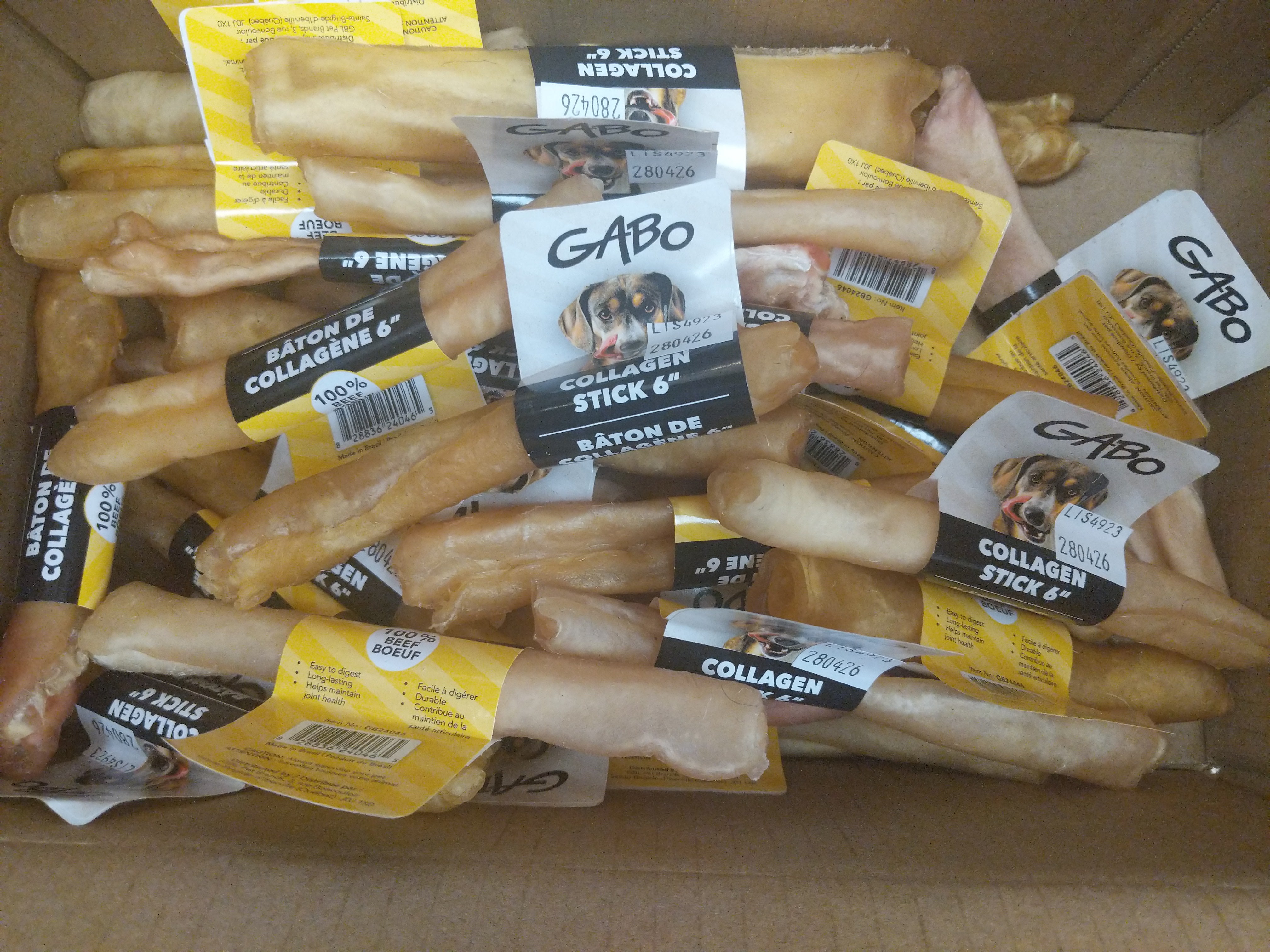 Gabo 6" Large 100% Beef Collagen Stick