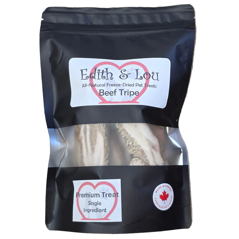 Edith & Lou All Natural Freeze-Dried Dog & Cat Treats or Topper, Beef Tripe, 100g