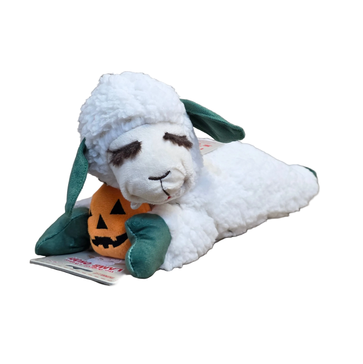 Multipet Lamb Chop Dog Toy, Halloween Jack-o'-lantern, 10.5"
