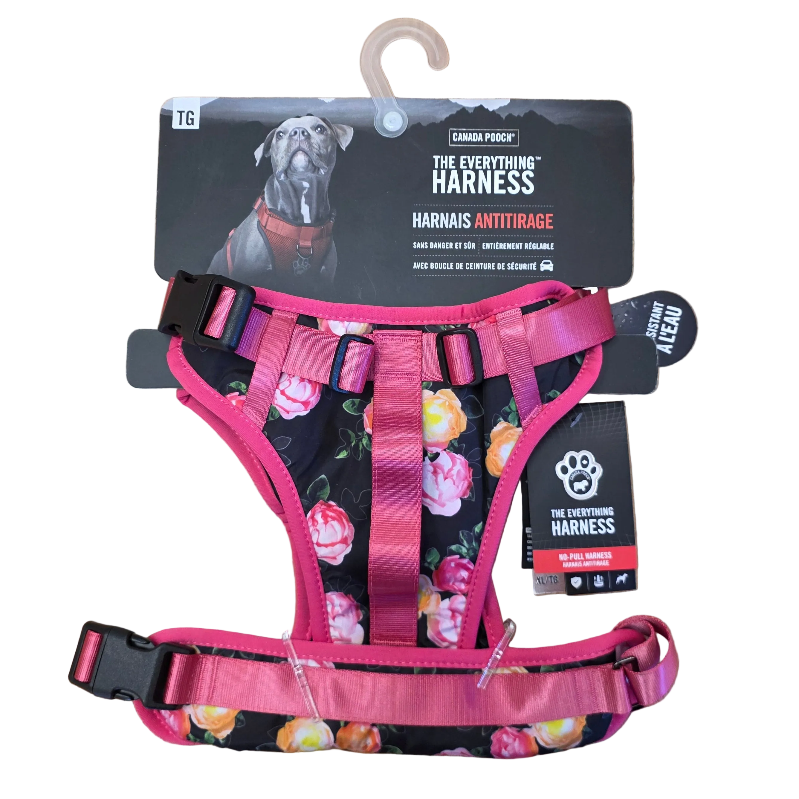 Canada Pooch Everything Harness, No-Pull, Floral with Pink Trim