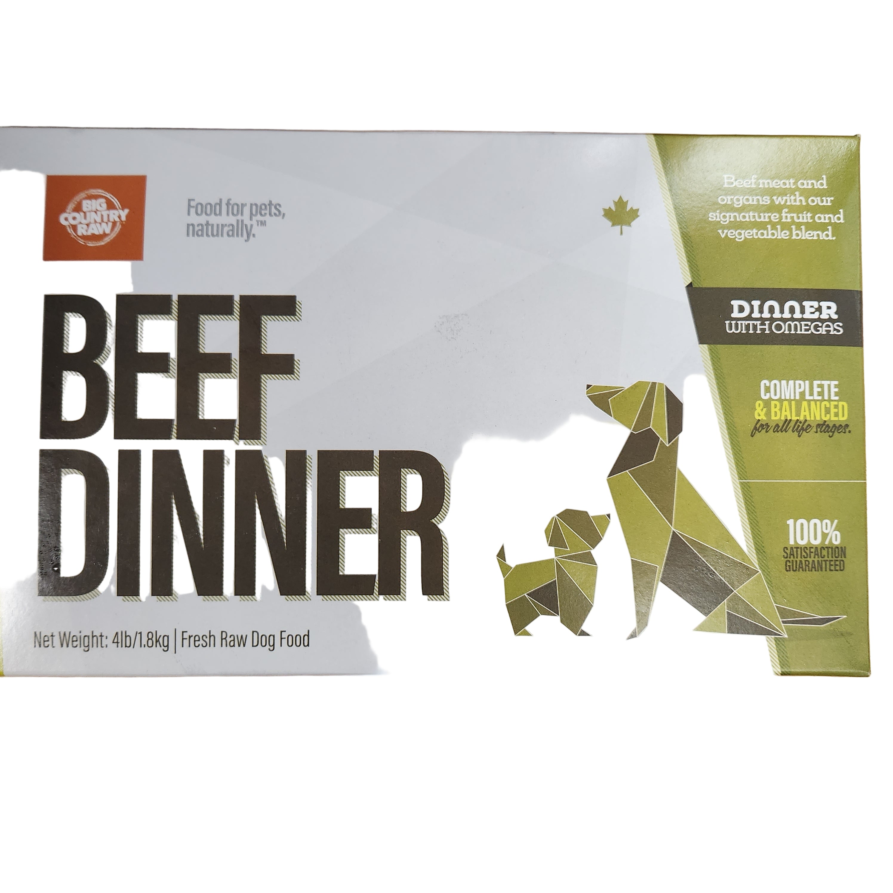 Big Country Raw Frozen Beef Dinner for Dogs 4lb Box