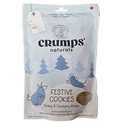 Crumps' Naturals Natural Dog Treats, Festive Cookies, Turkey & Cranberry Recipe, 270g