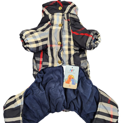 Black Plaid Fleece Lined Snow Suit 14-16"