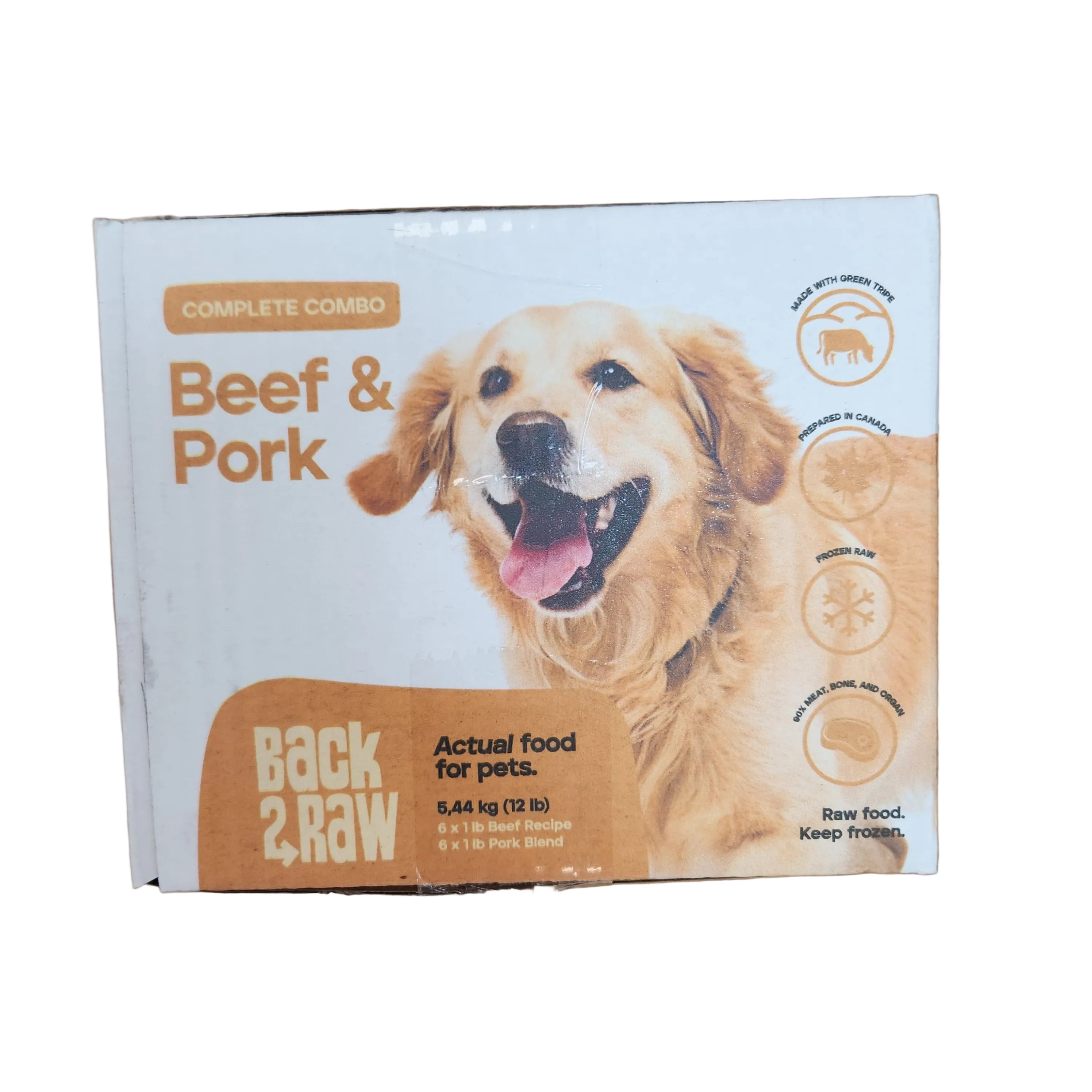 Back2Raw Frozen Complete Beef and Pork Dinner 12 lb Box