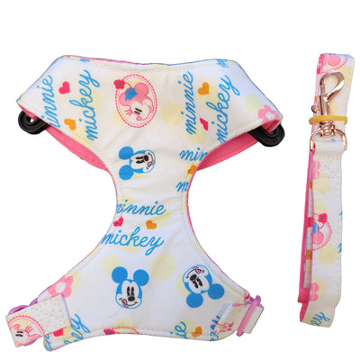 Mouse Print 2pc Harness & Leash Set. Small Red, Medium Lilac, Large White