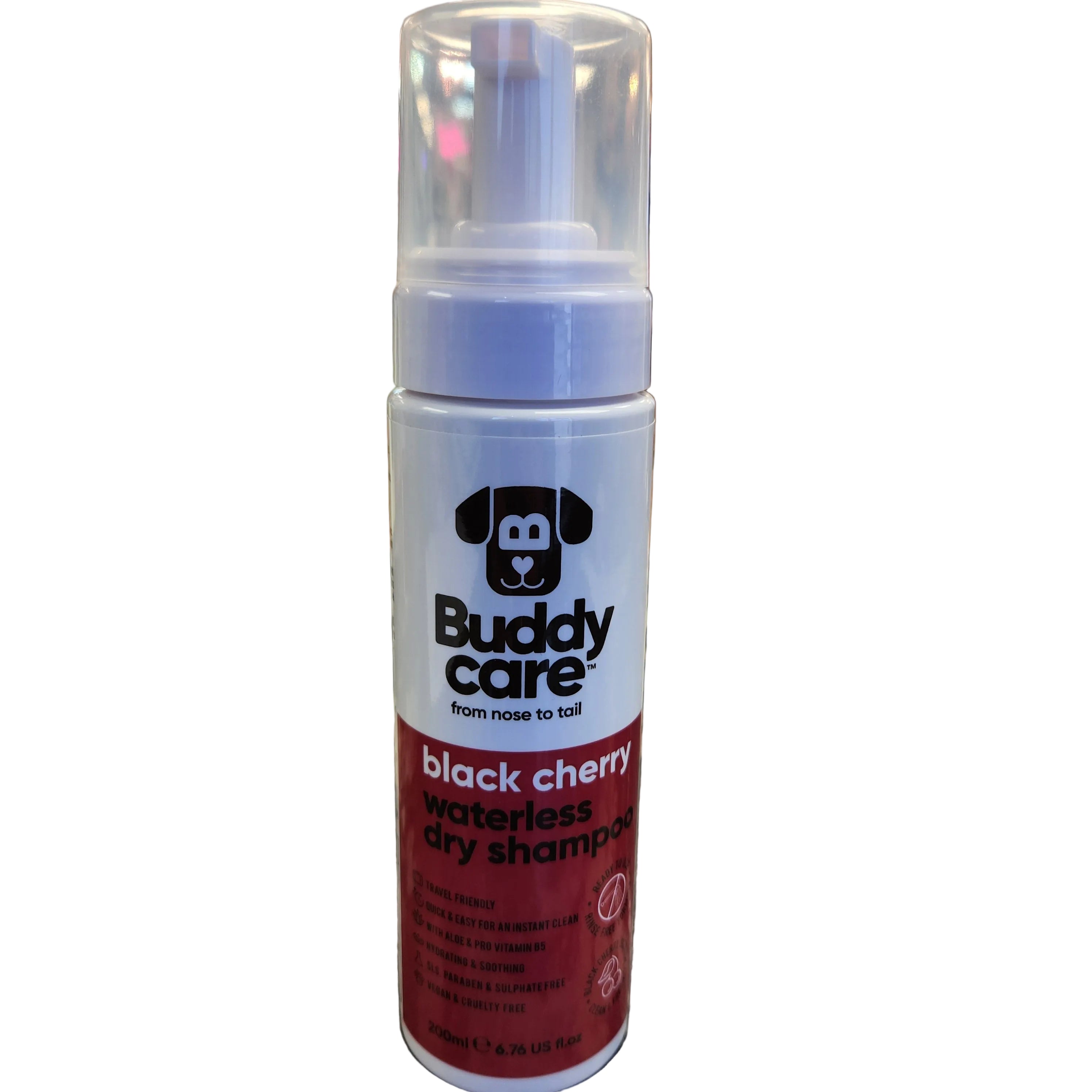 Buddy Care Waterless Dog Shampoo No Rinse Formula in Black Cherry 200ml