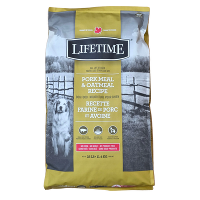 Lifetime Dog Food, Large Breed, All Life Stages, Pork Meal & Oatmeal Recipe, 25lb