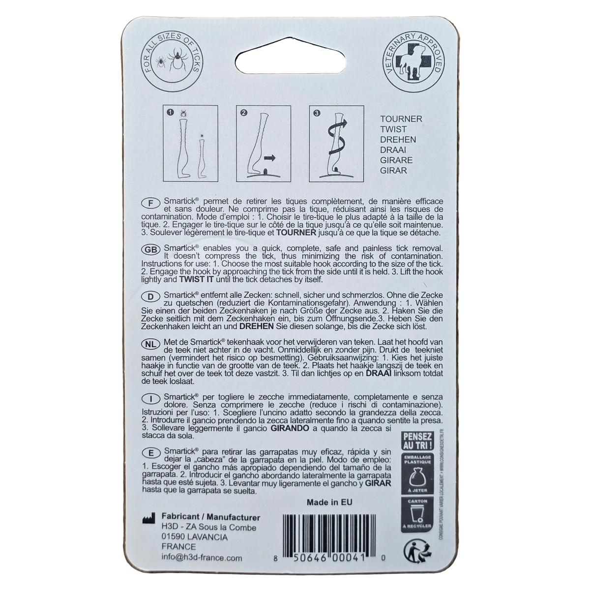 Smartick Tick remover for dogs and cats, 2 pack
