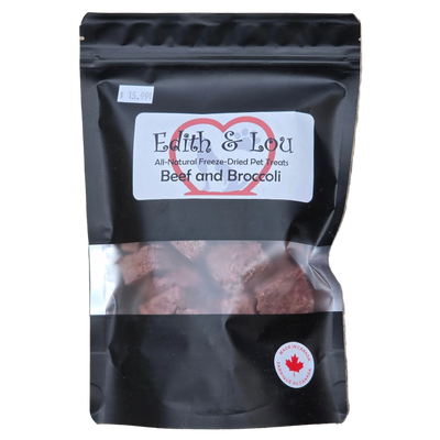 Edith & Lou All Natural Freeze-Dried Dog & Cat Treats or Topper, Beef & Broccoli, 100g