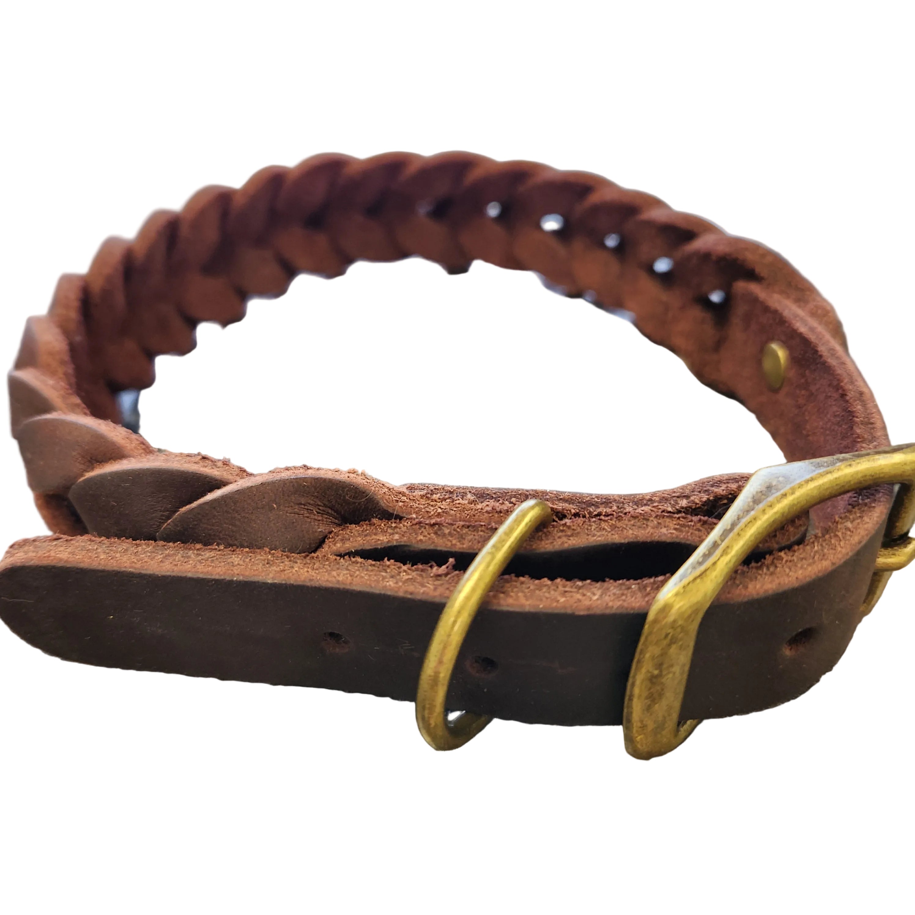 Genuine Leather Braided Collar 17-21"