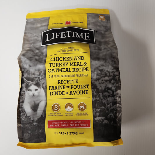 Lifetime Poulet et dinde avec recette de flocons d'avoine Toutes les étapes de la vie Nourriture pour chat 5 lb