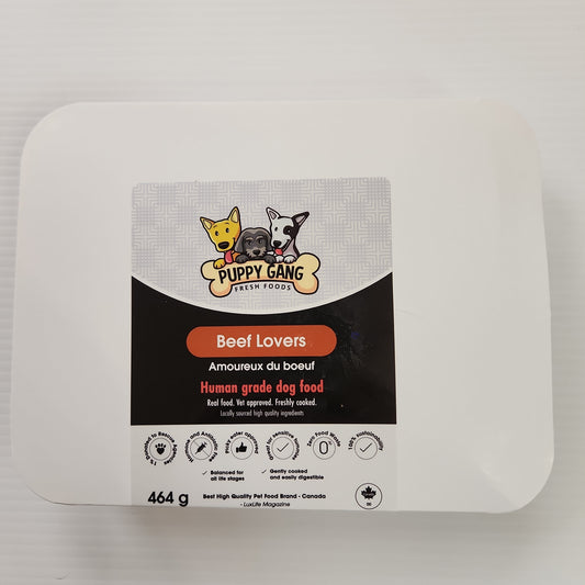 Puppy Gang Beef Lovers Dîners pour chiens surgelés cuits délicatement 464 g