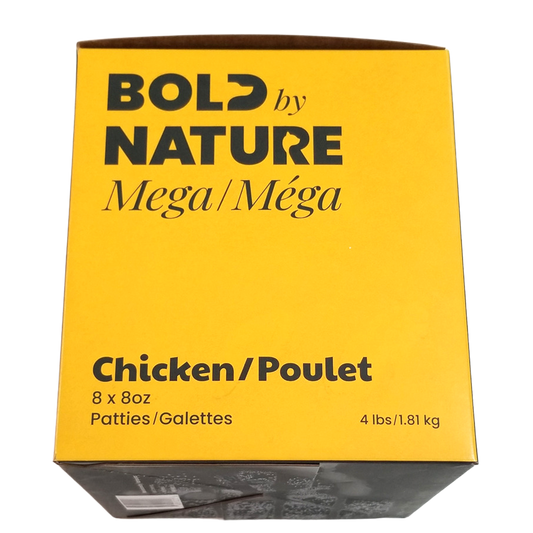 Bold By Nature Régime complet de poulet cru Mega, galettes de 8 oz