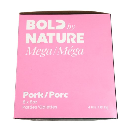 Bold By Nature Mega Raw Pork Complete Diet, 8oz Patties