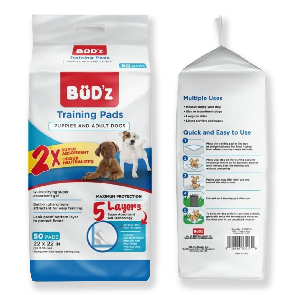 BüD’z Training Pee Pad,fps For Puppies & Adult Dogs, 22"×22" (50 Pads)