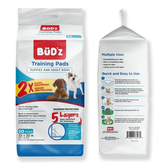 BüD'z Training Pee Pad, fps pour chiots et chiens adultes, 22"×22" (50 coussinets)