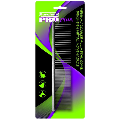 Burgham Pro Plus Peigne grossier tout en métal, moyen 