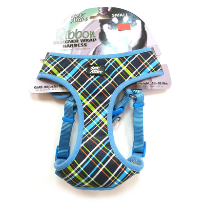 Coastal Ribbon Harness, Navy Blue Plaid (XXS, XS, S)