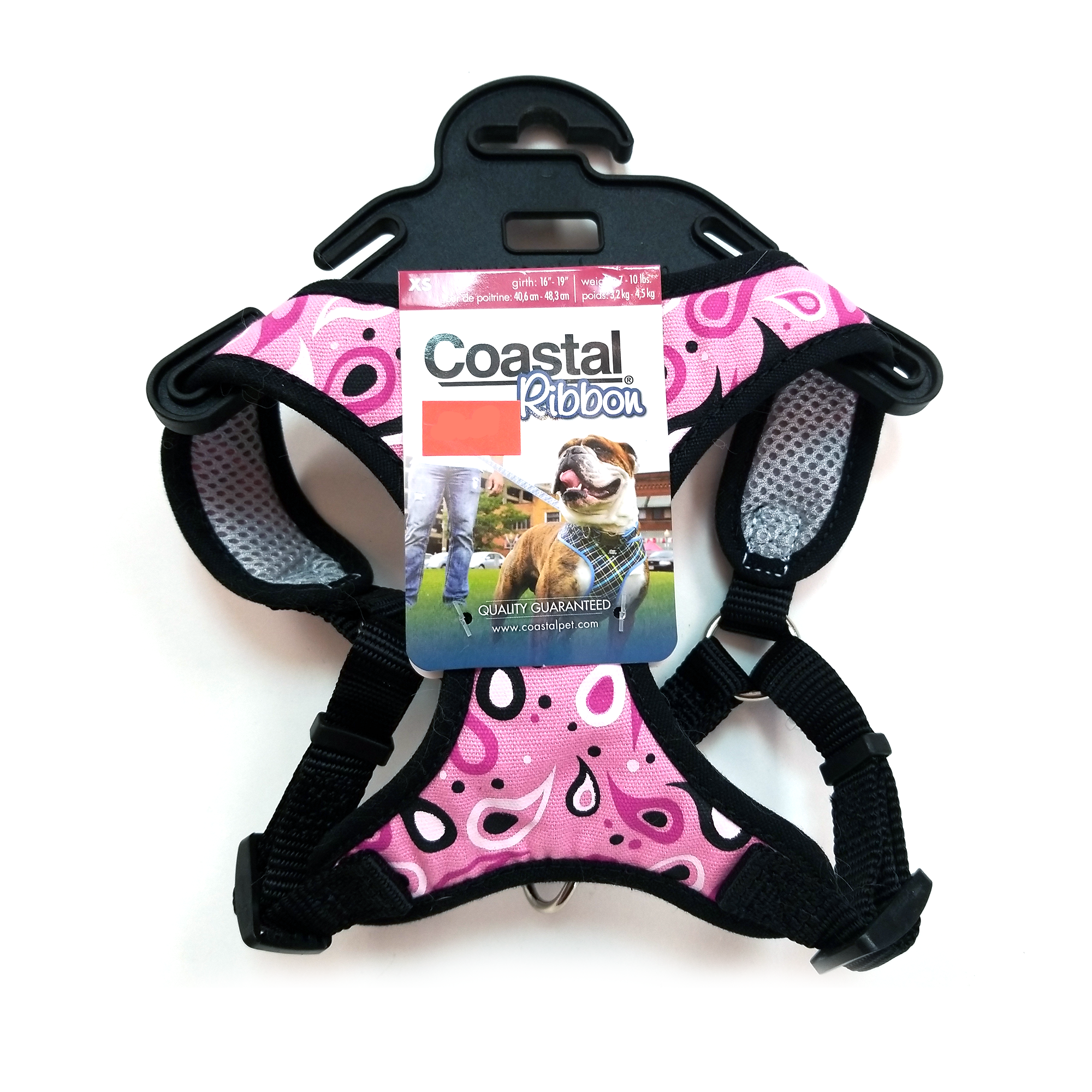 Coastal Ribbon Harness, Pink Paisley (XXS, XS, S)