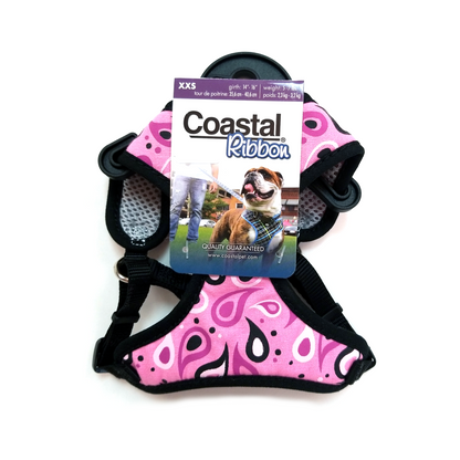 Coastal Ribbon Harness, Pink Paisley (XXS, XS, S)