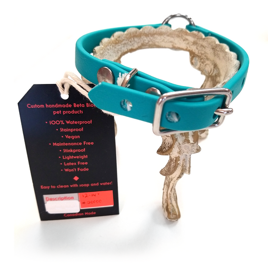 Denali Design Hand-made Dog Collar 12"-14" Beta Biothane in Teal