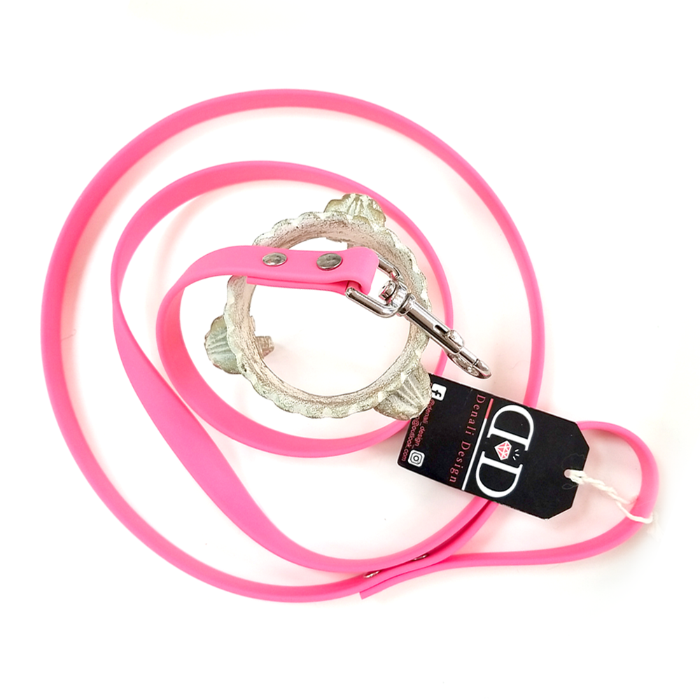 Denali Design Hand-made Dog Leash 6' x 3/4" Beta Biothane in Hot Pink