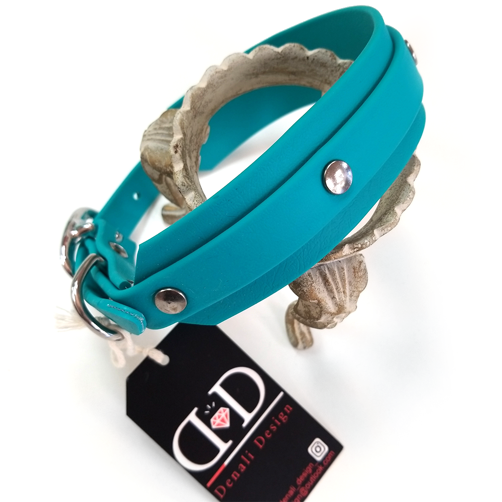 Denali Design Hand-made Hound Dog Collar 16"-20" Beta Biothane in Teal