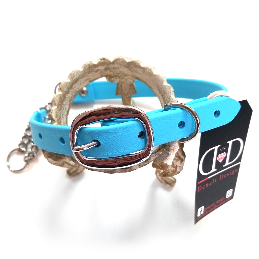 Denali Design Collier pour chien Martingale fait à la main 20"-24" Beta Biothane en bleu bébé brillant