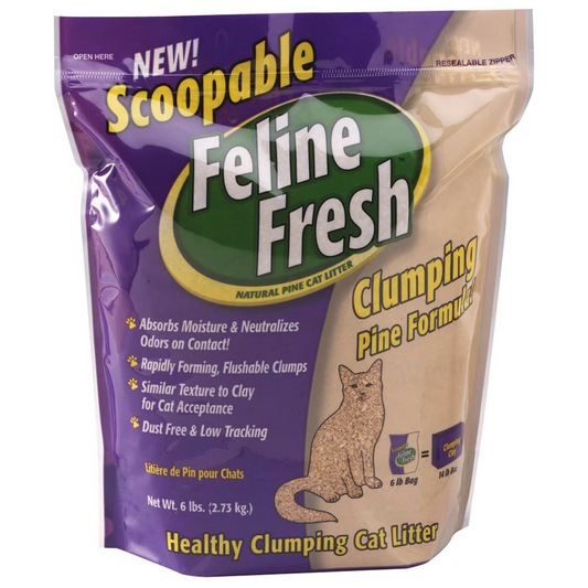 Feline Fresh Scoopable Cat Litter Clumping Pine Formula, 6lb Bag