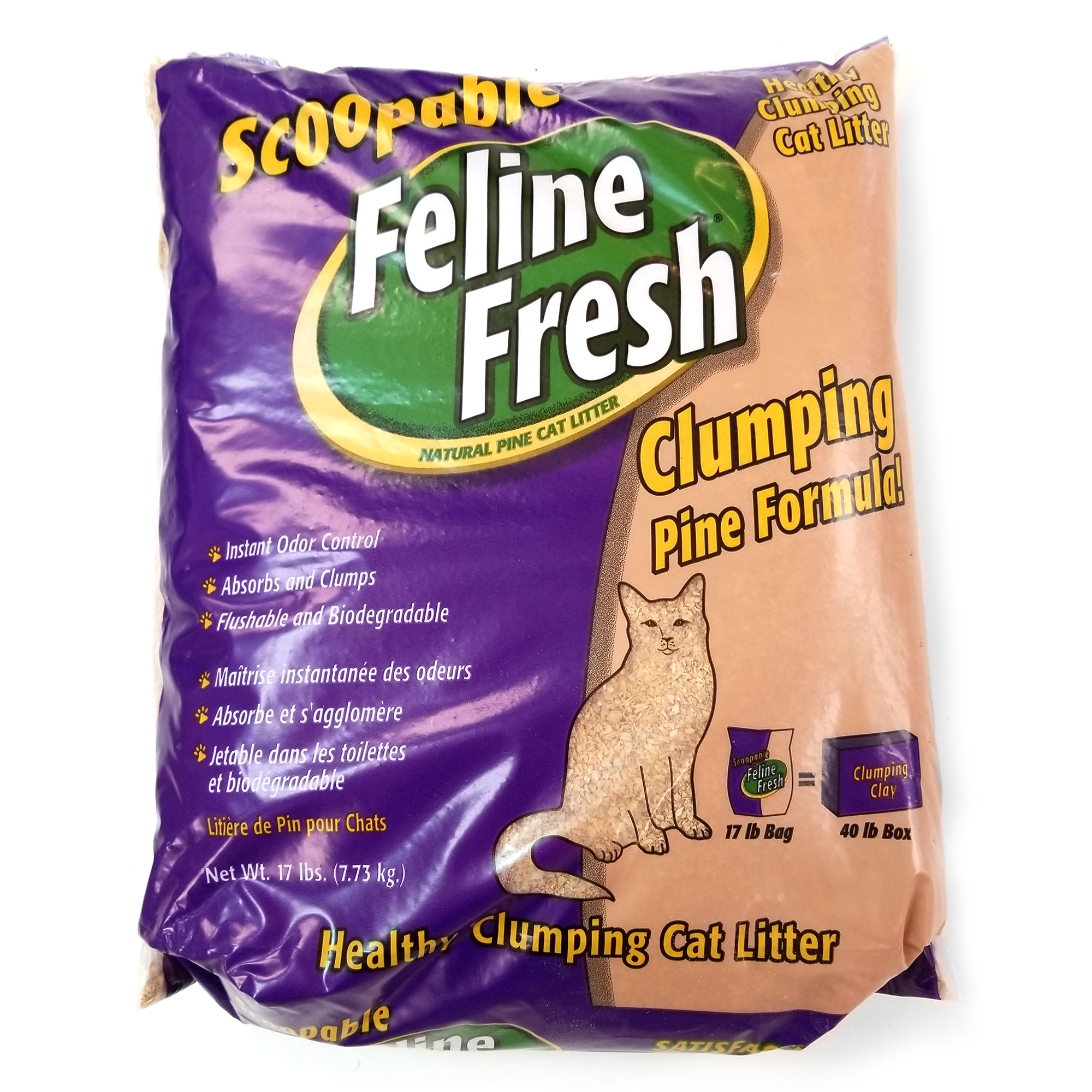 Feline Fresh Scoopable Clumping Natural Pine Litter, 17lb Bag