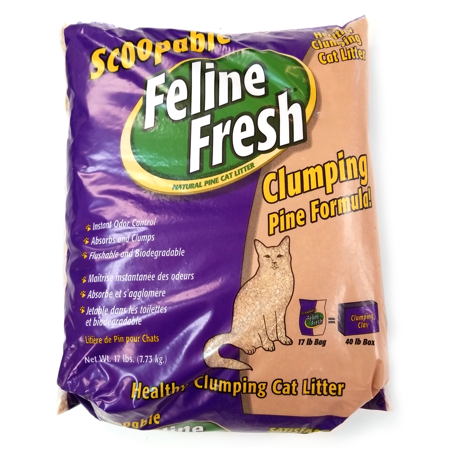 Feline Fresh Scoopable Clumping Natural Pine Litter, 17lb Bag