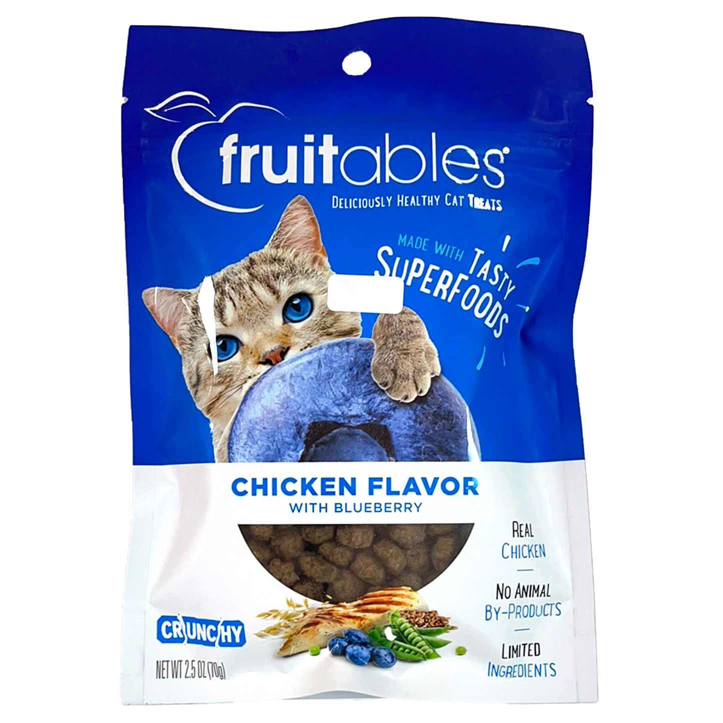 Fruitables Crunchy Cat Treats, Chicken With Blueberry Flavor, 2.5oz ...