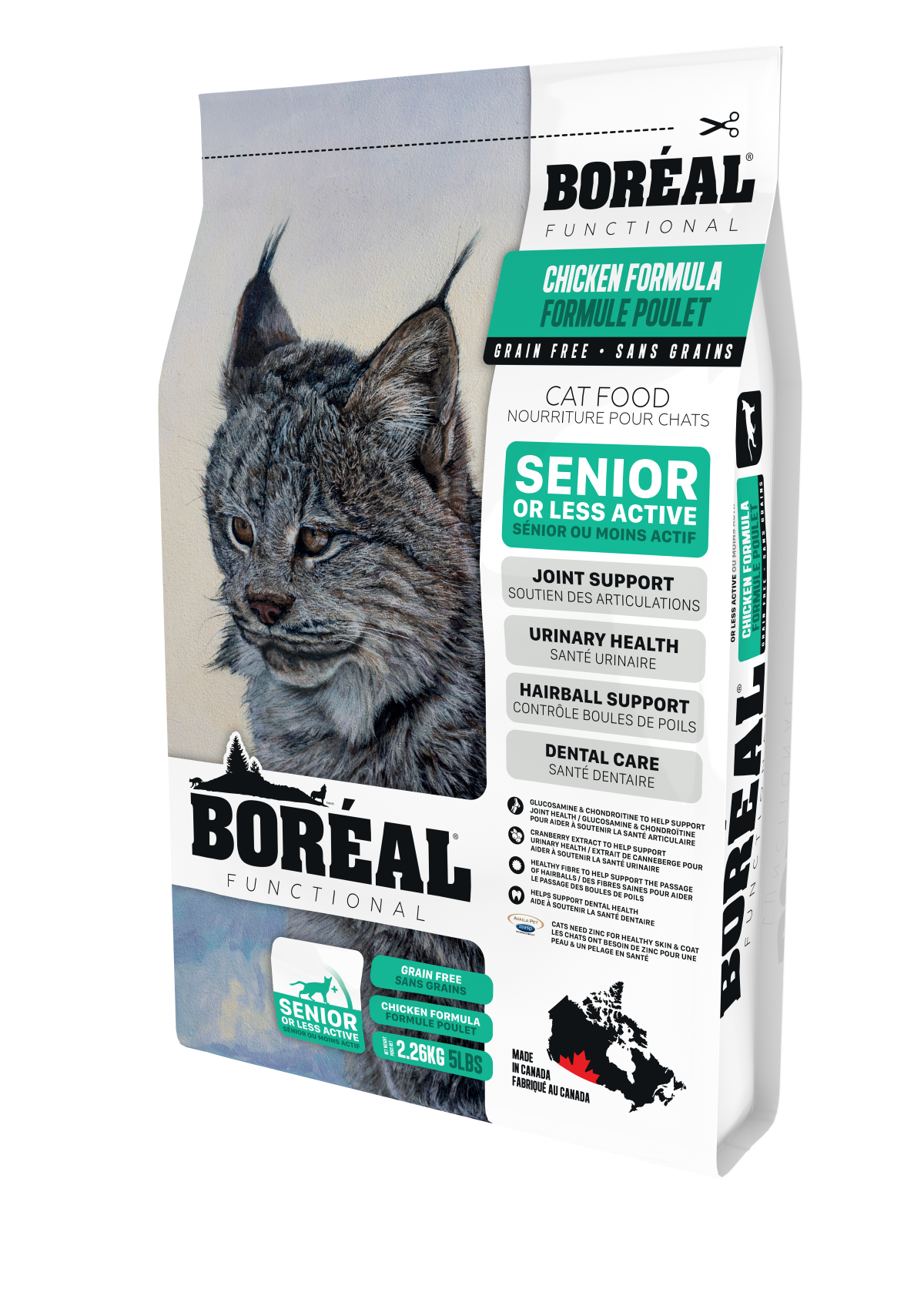 Boréal Functional Grain-Free Cat Food, Senior or Less Active Cat, Chicken Formula