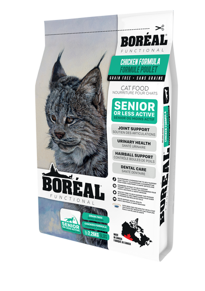 Boréal Functional Grain-Free Cat Food, Senior or Less Active Cat, Chicken Formula