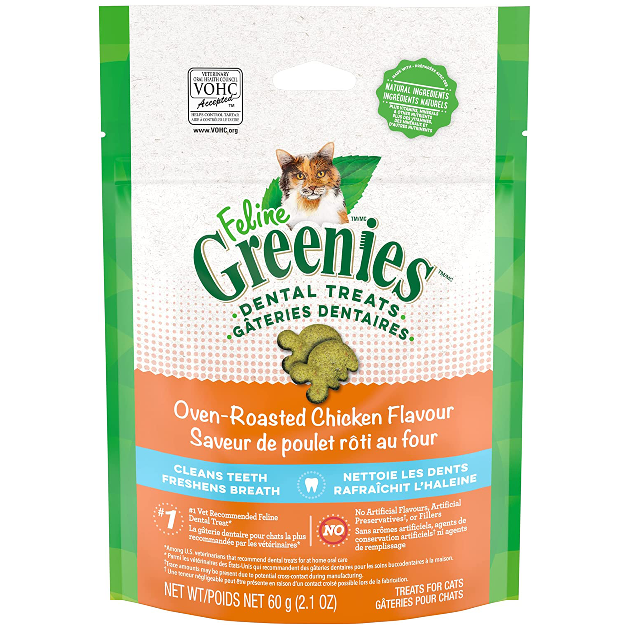 Greenies Feline Dental Treats, Oven-Roasted Chicken Flavor, 2.1oz