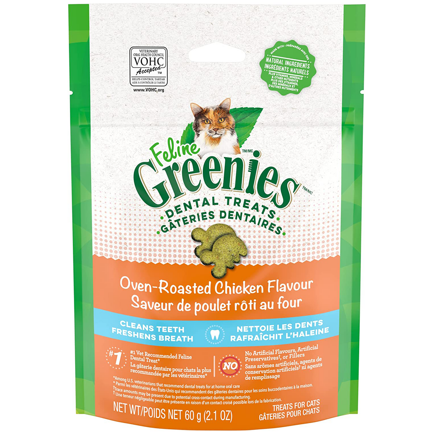 Greenies Feline Dental Treats, Oven-Roasted Chicken Flavor, 2.1oz