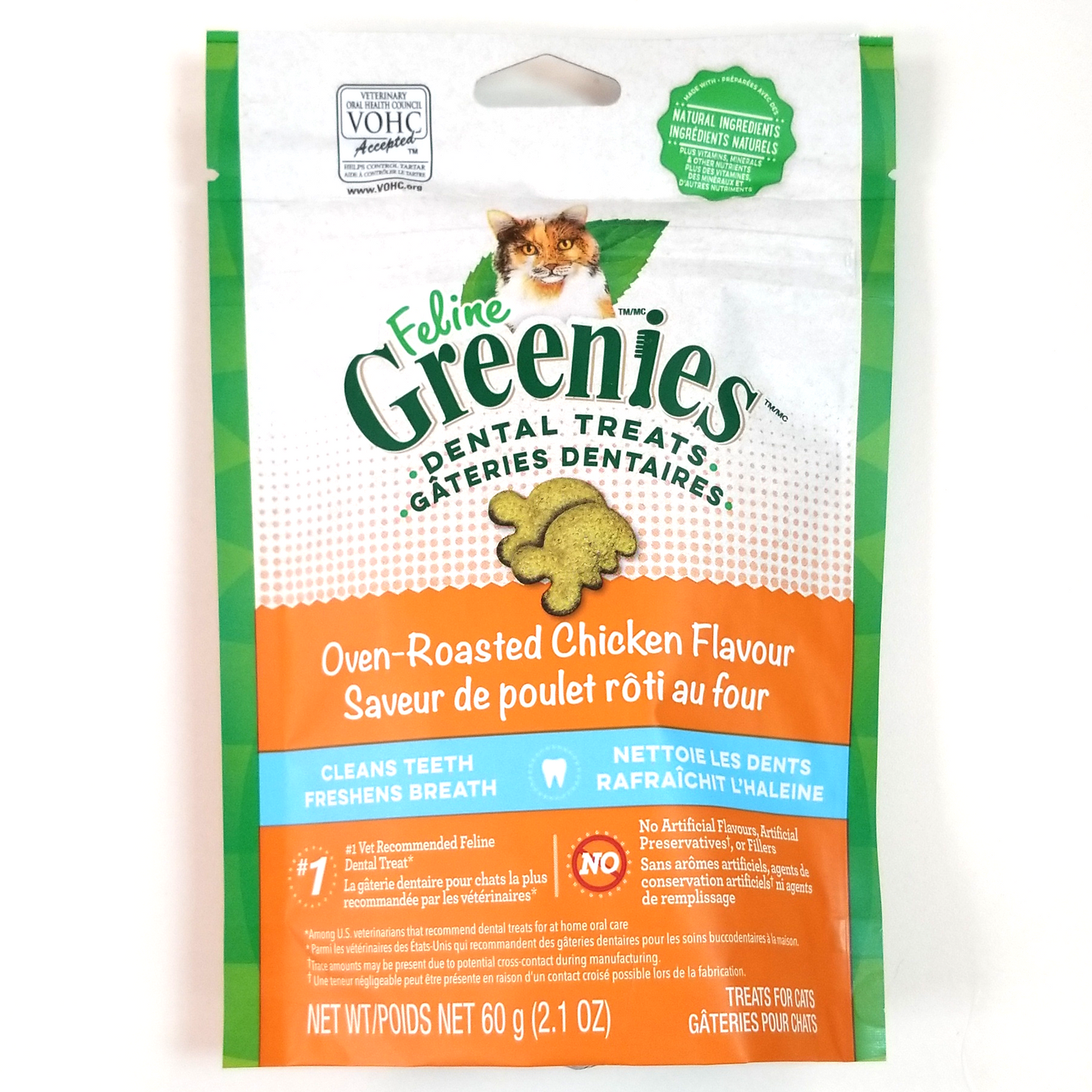 Greenies Feline Dental Treats, Oven-Roasted Chicken Flavor, 2.1oz