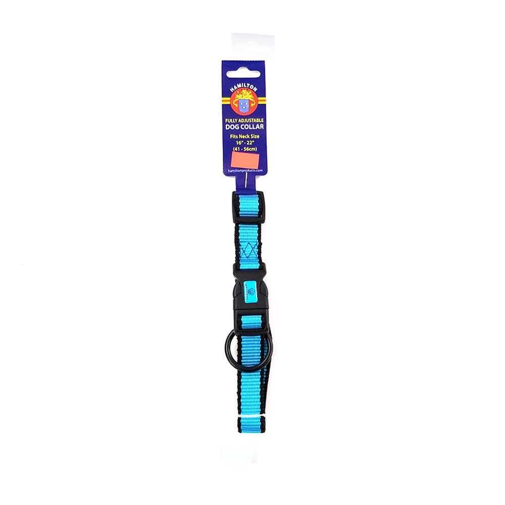 Hamilton Nylon Adjustable Dog Collar, Bright Blue