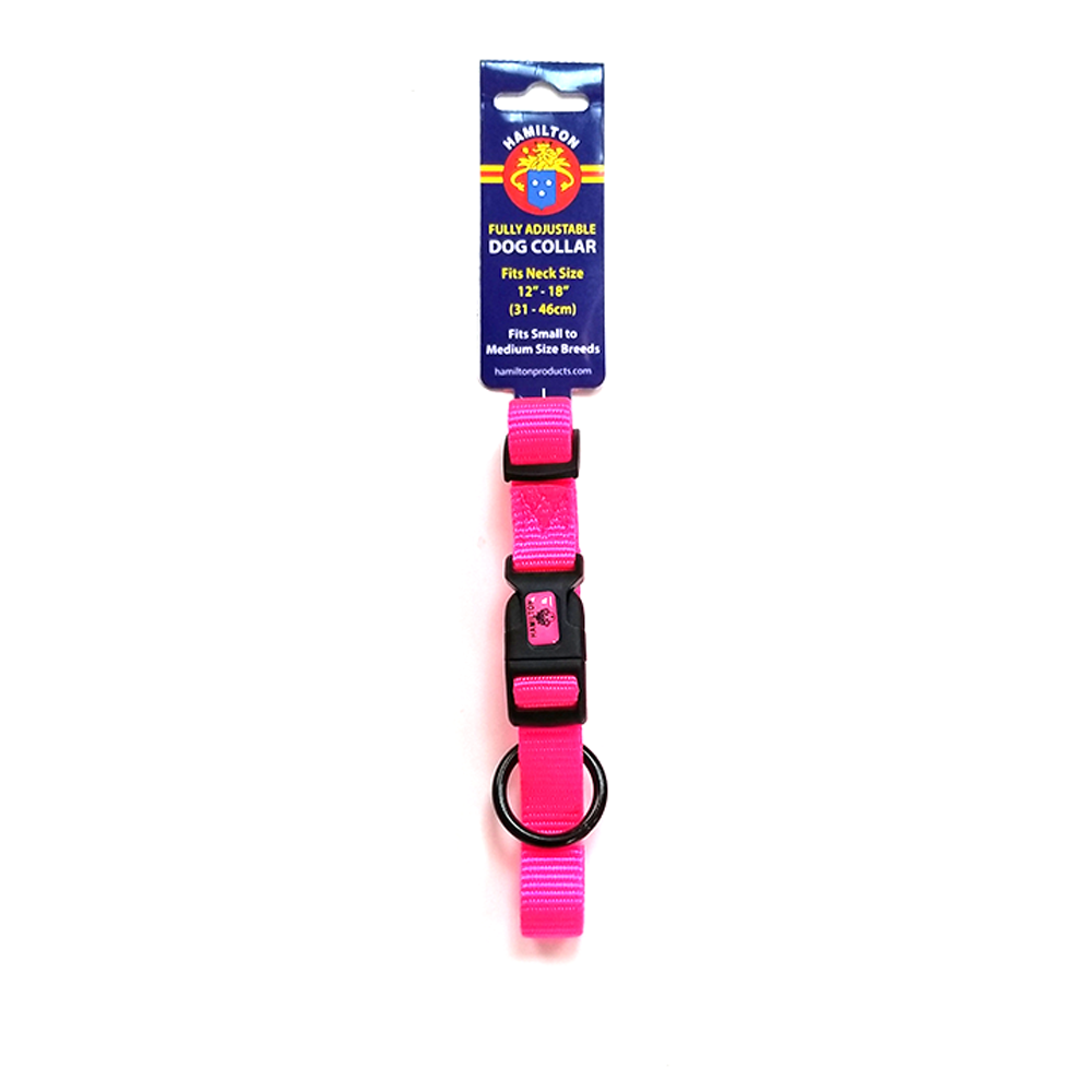 Hamilton Nylon Adjustable Dog Collar, Hot Pink