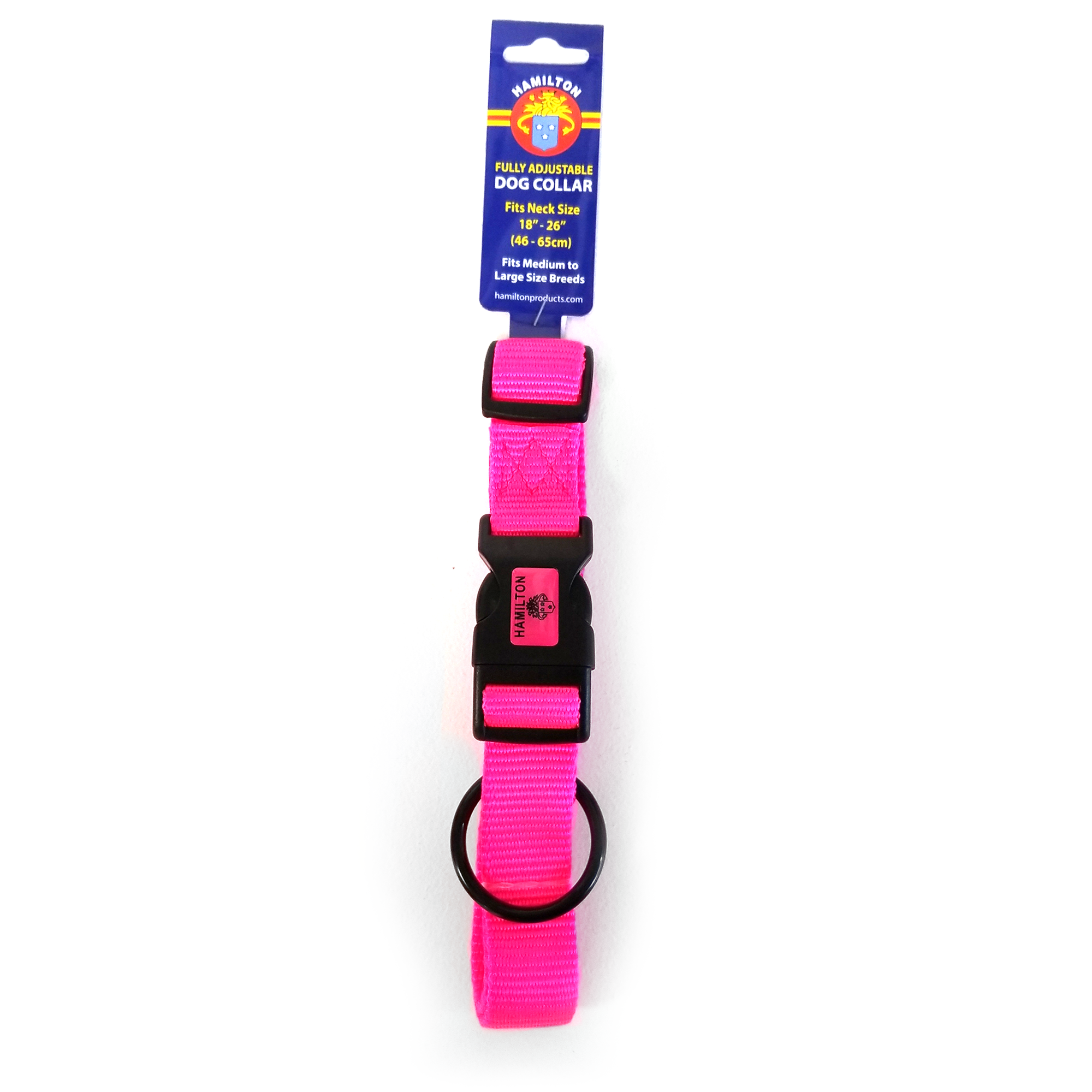 Hamilton Nylon Adjustable Dog Collar, Hot Pink