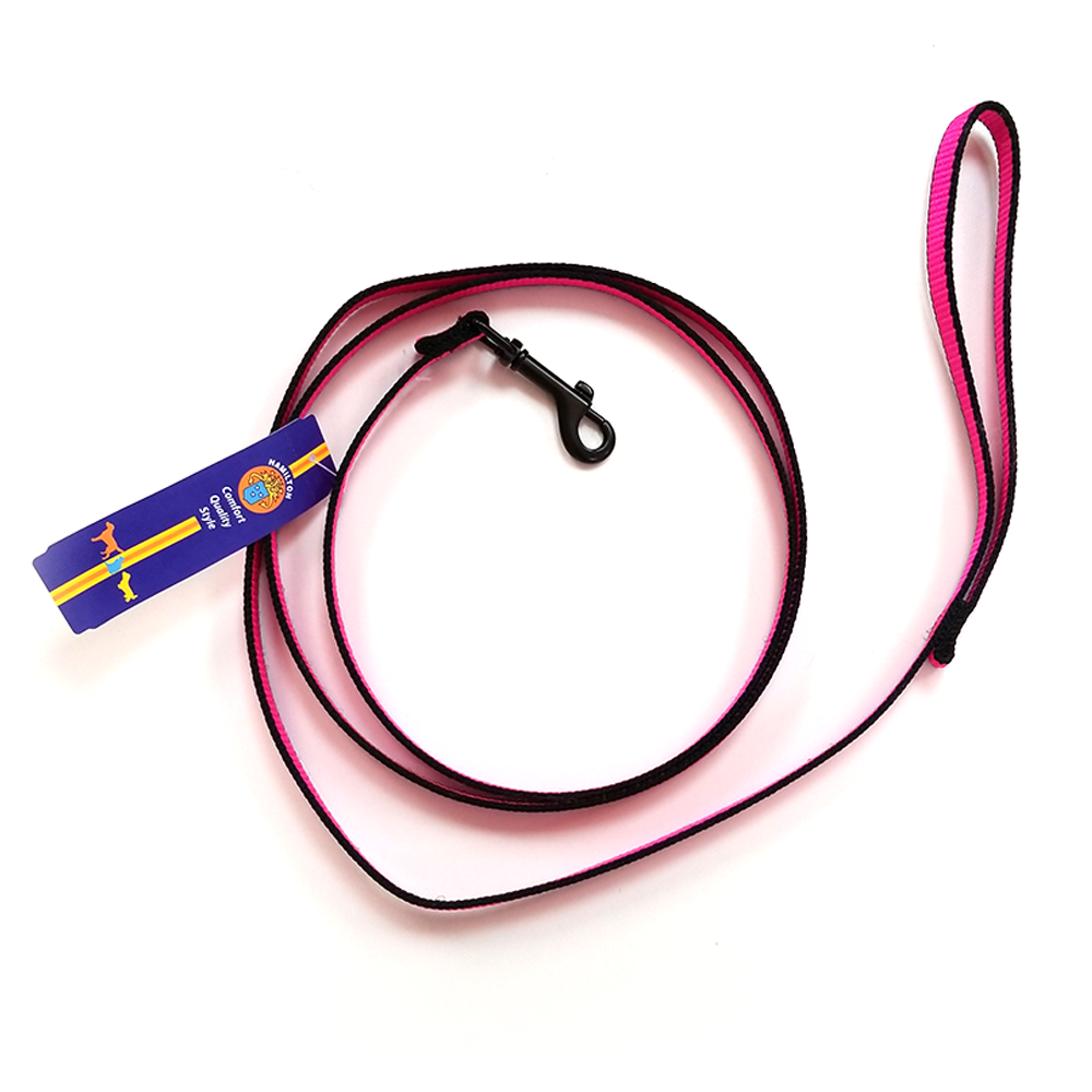 Hamilton Nylon Dog Leash, Hot Pink (Black Trim)