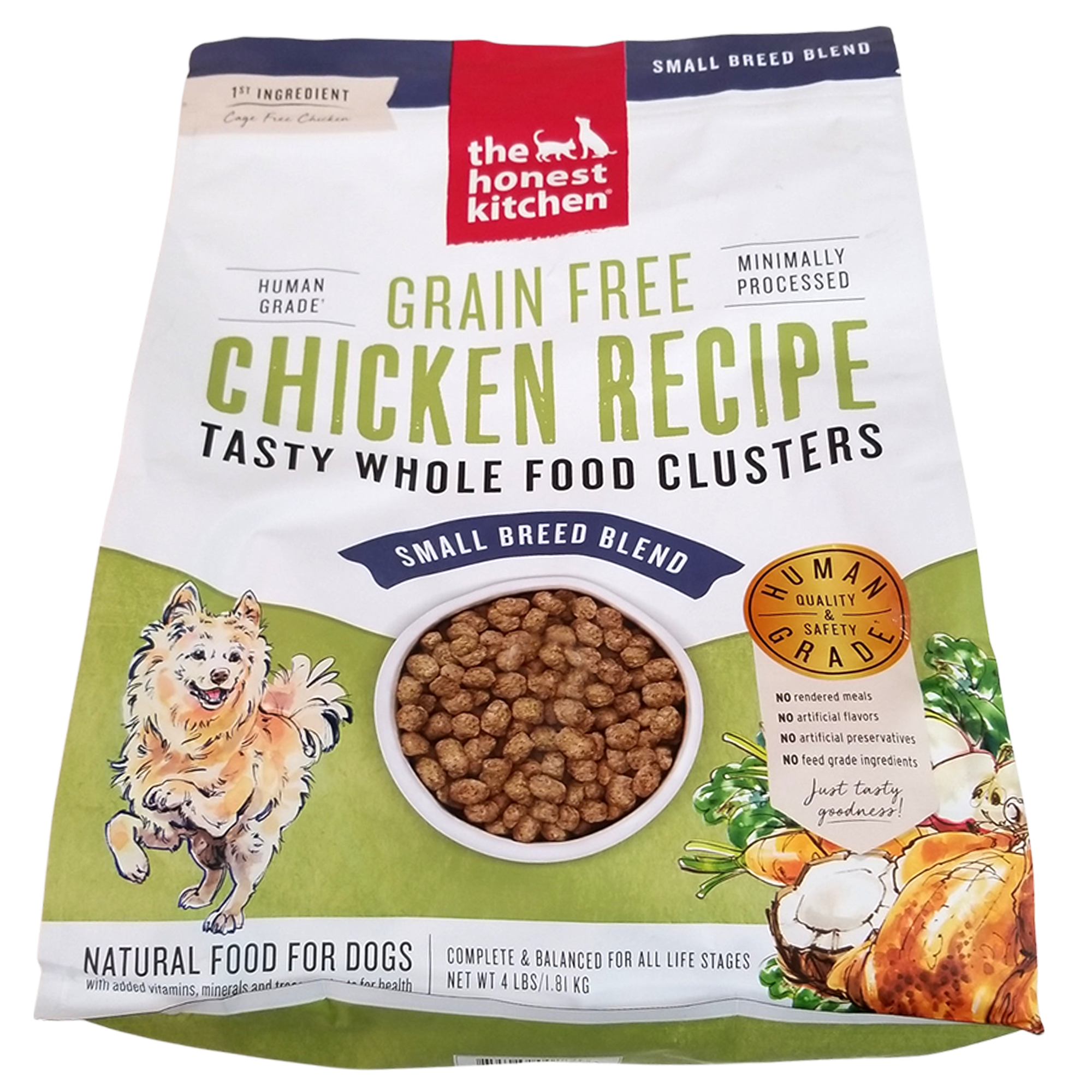 Honest Kitchen Small Breed Dog Food, All Life Stages, Grain-Free, Chicken Clusters Recipe, 4lb