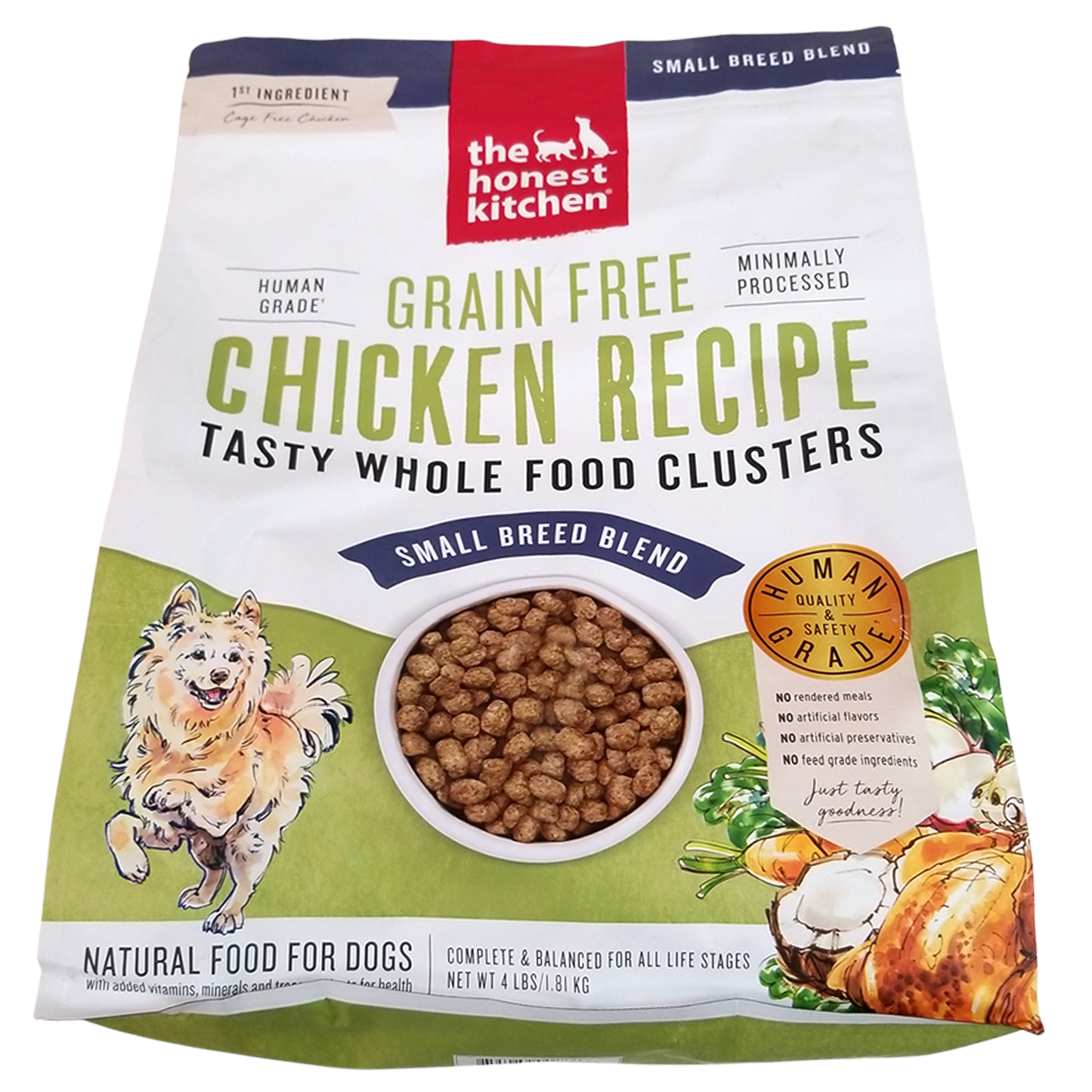 Honest Kitchen Small Breed Dog Food, All Life Stages, Grain-Free, Chicken Clusters Recipe, 4lb