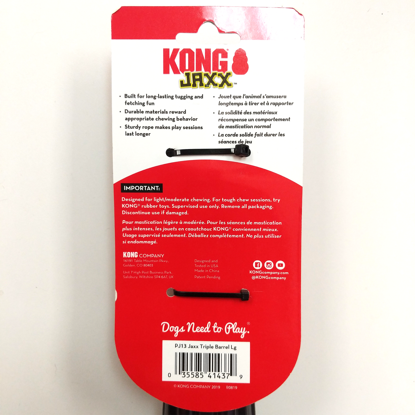 KONG Jaxx Triple Barrel Chew Toy, Large