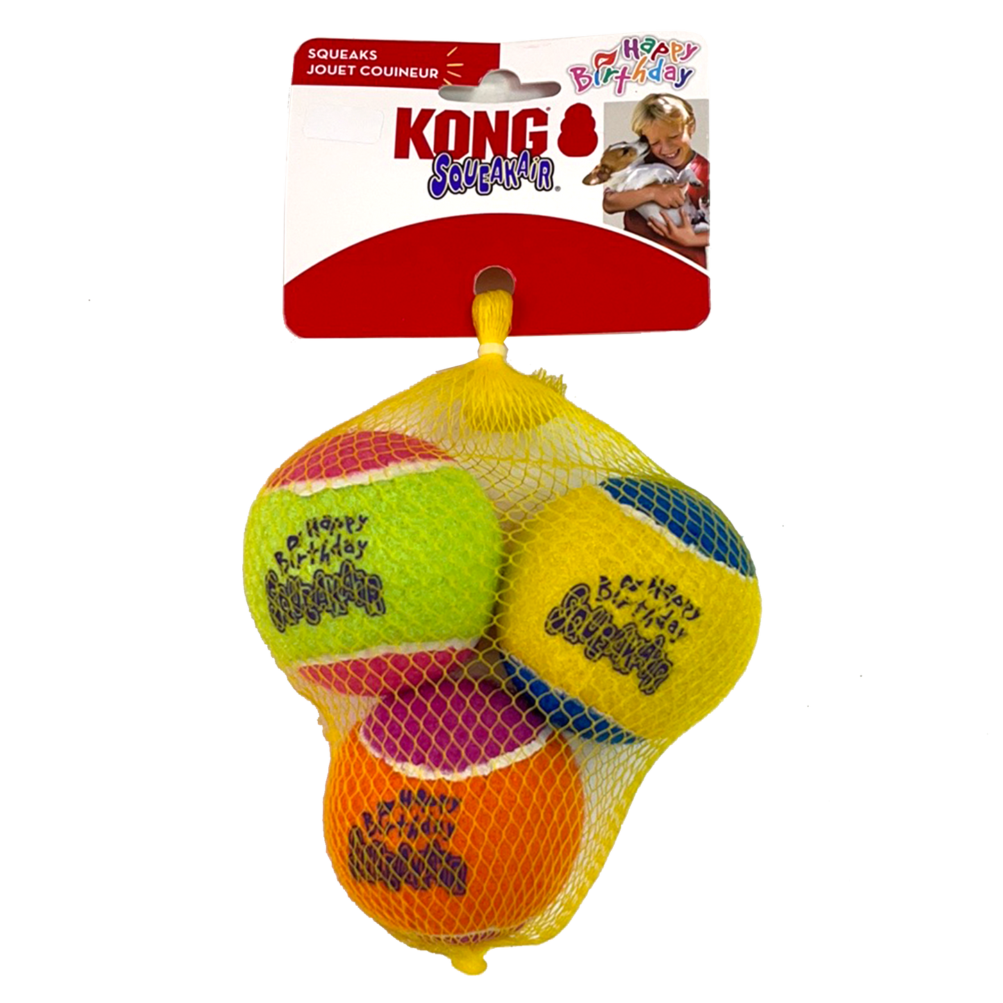 KONG SqueakAir Balls, Happy Birthday, 3 Pack