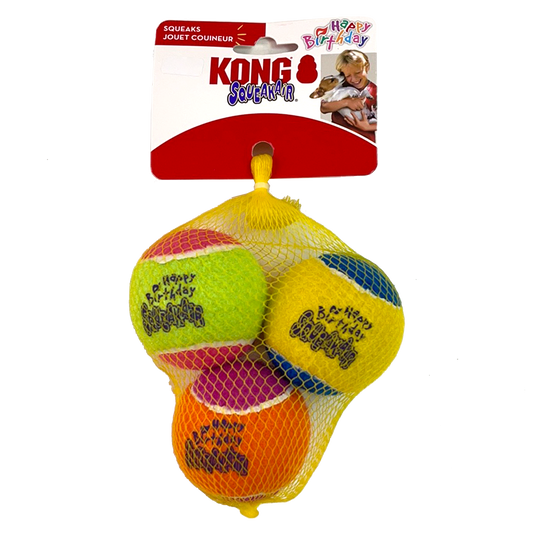 KONG SqueakAir Balls, Happy Birthday, 3 Pack