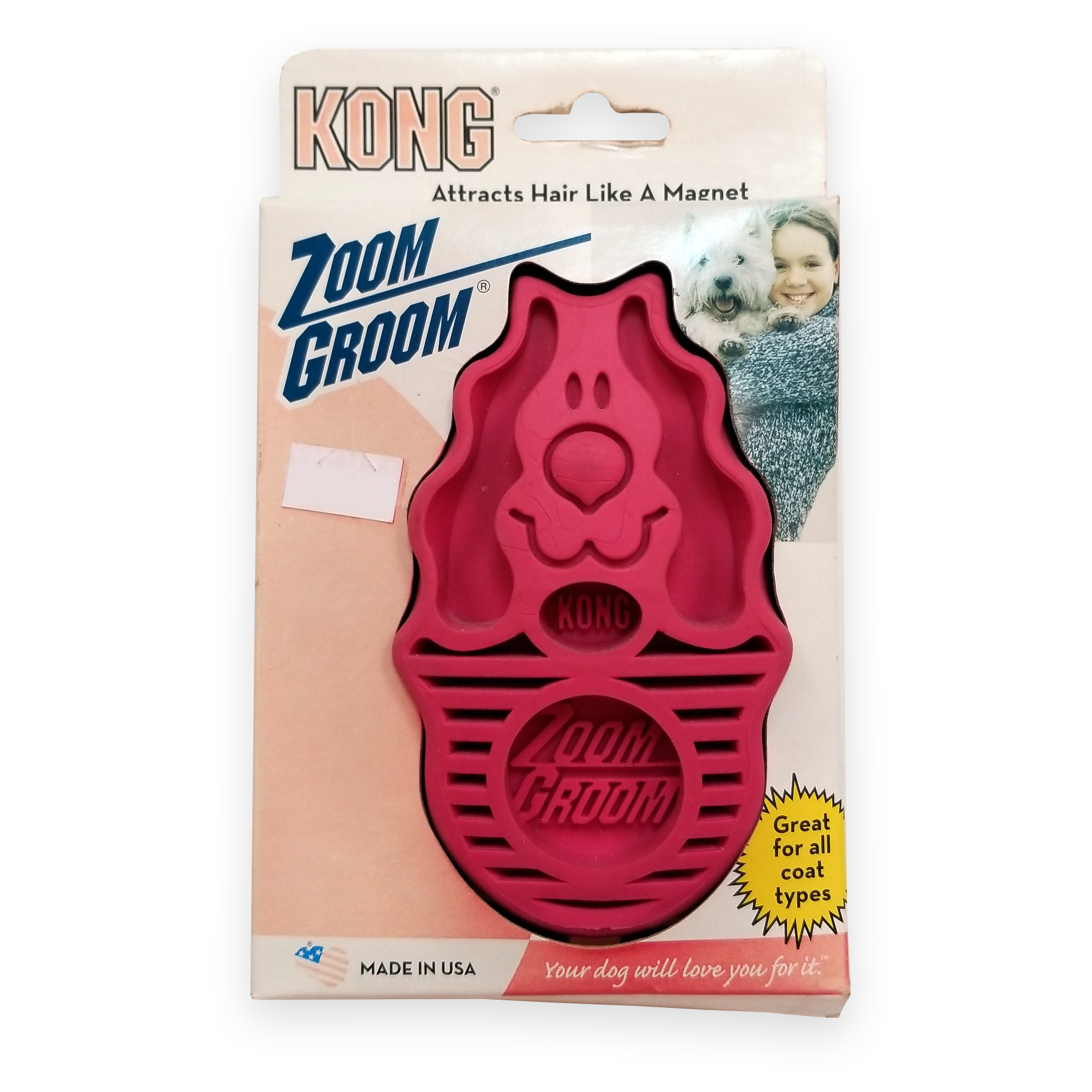 KONG Zoom Groom Dog Grooming Brush, Raspberry