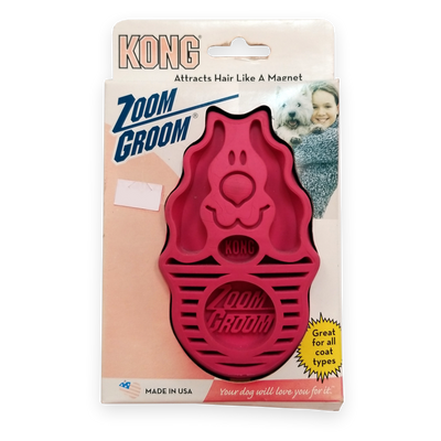 KONG Zoom Groom Dog Grooming Brush, Raspberry Large