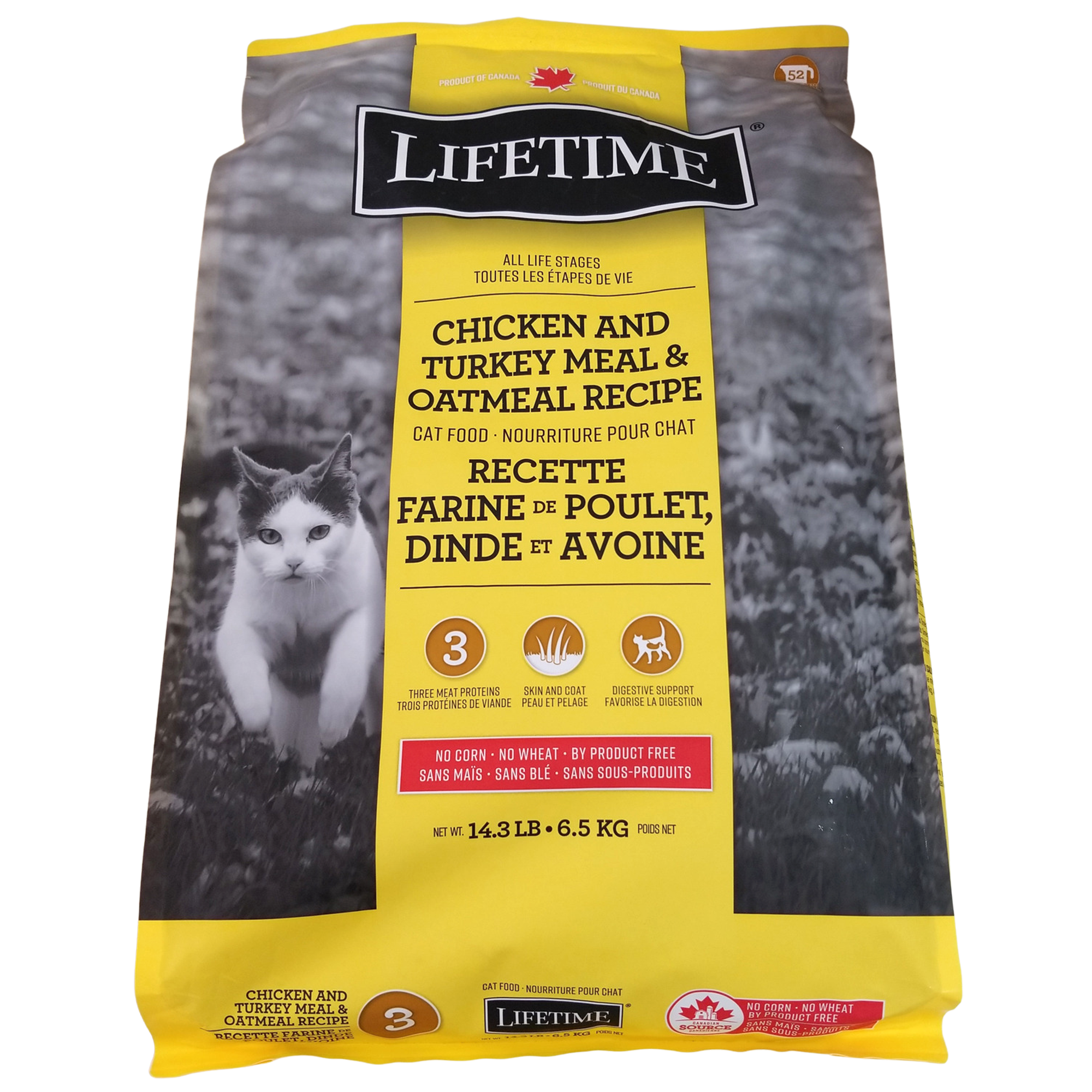 Lifetime Cat Food, All Life Stages, Chicken & Turkey Meal & Oatmeal Recipe, 14.3lb